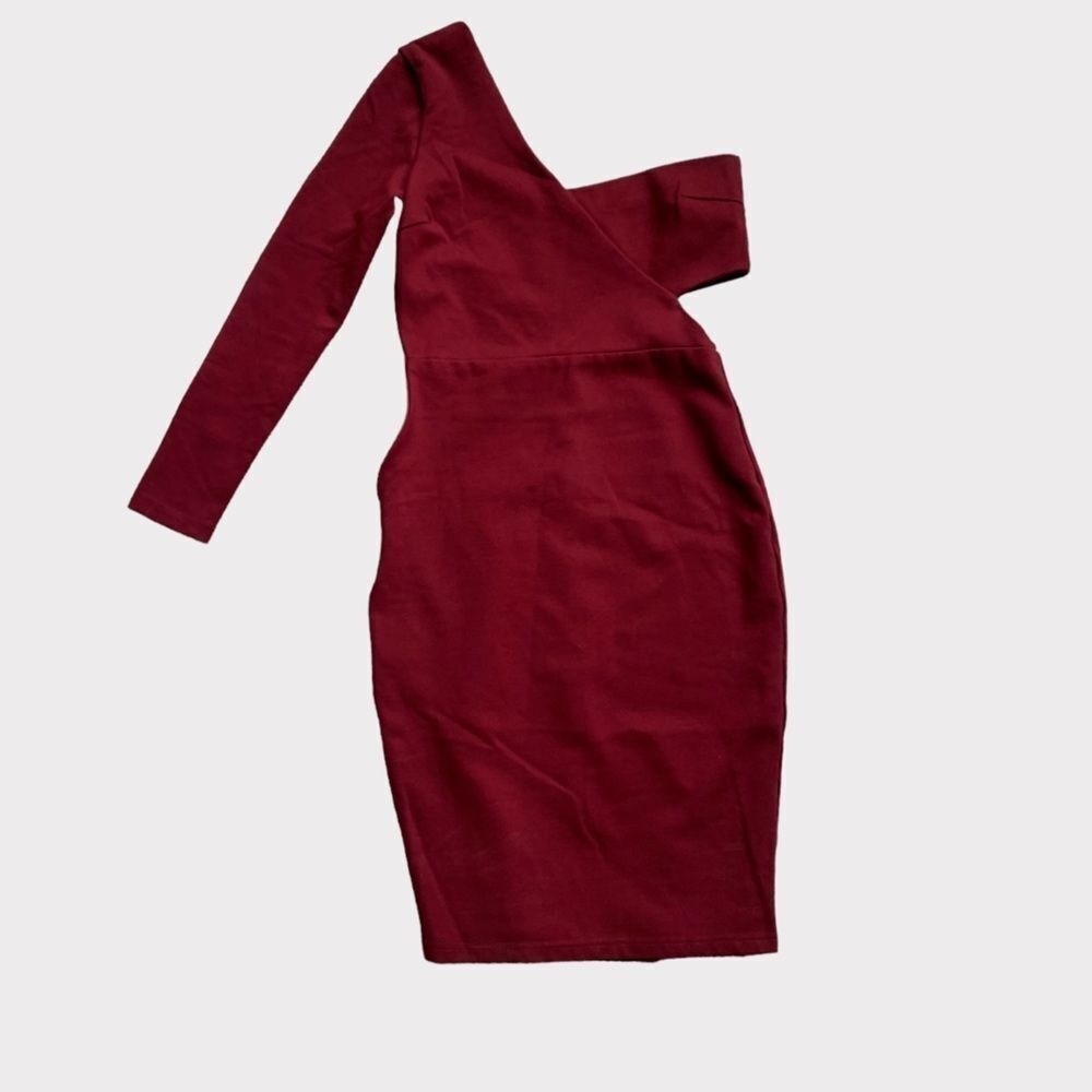 Lulus dress burgundy open shoulder Sz XS Bodycon‎